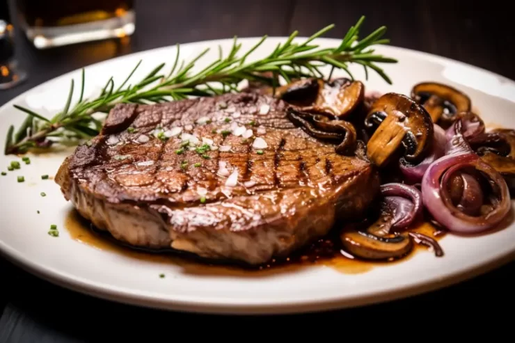 Recette Entrecôte Grillée Champignons et Oignon Rouge