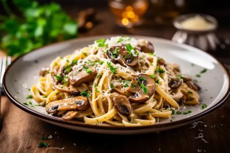 Recette de pâtes aux champignons de Paris