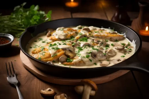 Recette escalopes de poulet à la crème et aux champignons