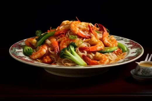 Recette de nouilles chinoises aux crevettes et légumes