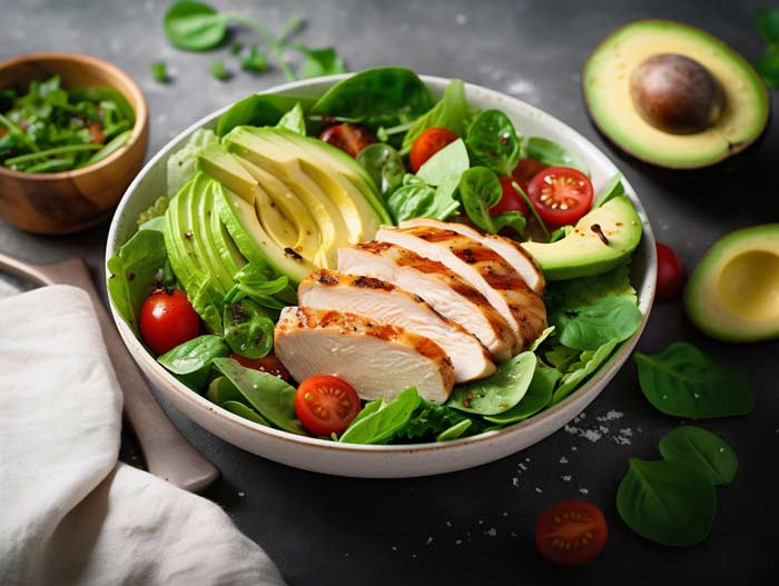 Salade de poulet et avocat