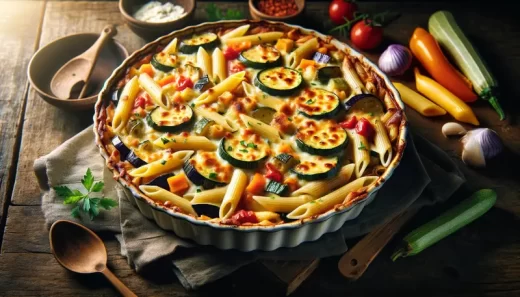 Recette de gratin de pâtes au fromage et aux légumes